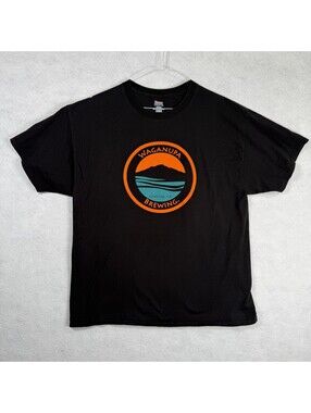 Hanes Beefy-T XL Black Waganupa Brewing Graphic T-Shirt Soft Lake Almanor CA